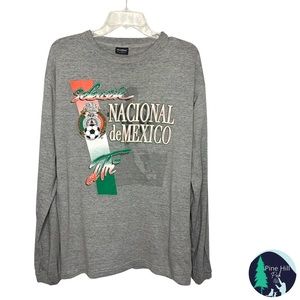 Vintage 90s Y2K Nacional de Mexico El Tri Soccer T-Shirt Mens Medium Long Sleeve